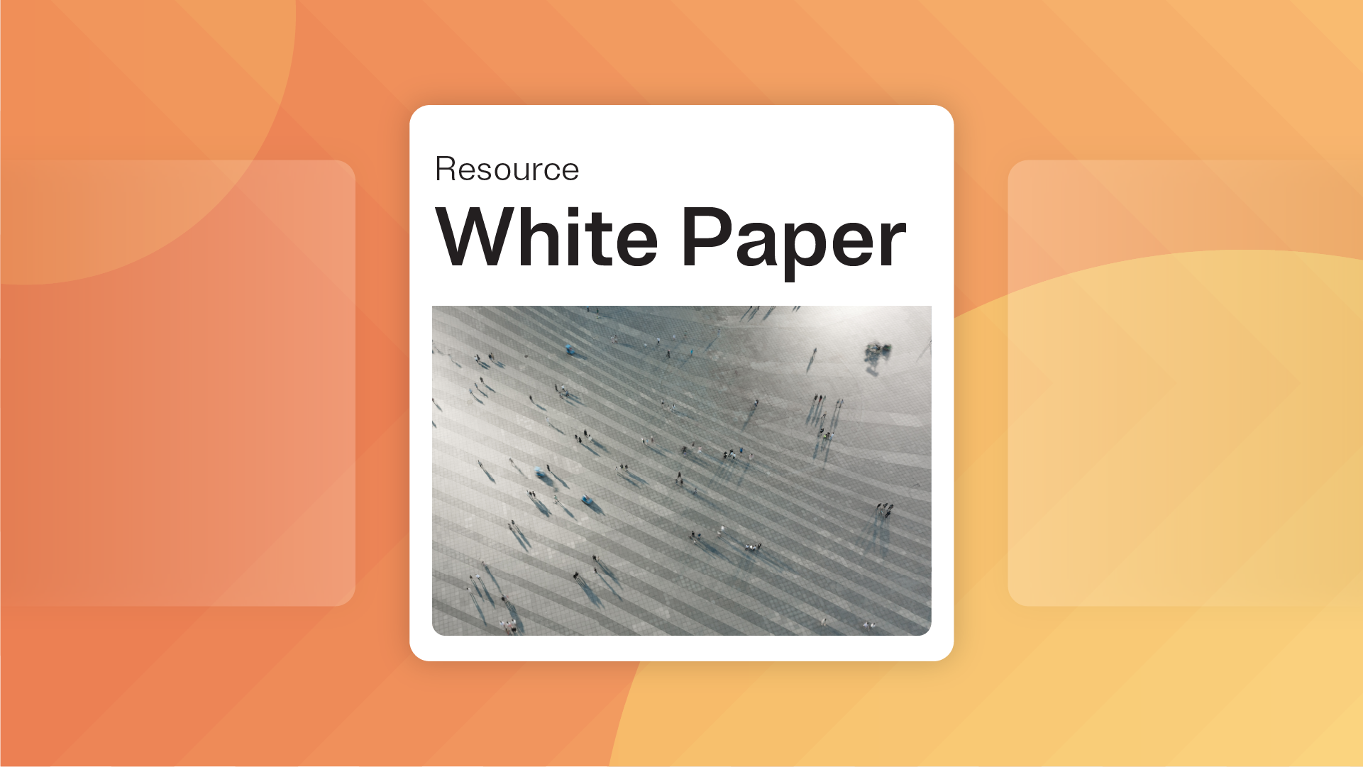 Whitepaper cover with generic architecture image on the from on top of an orange mixed gradient background