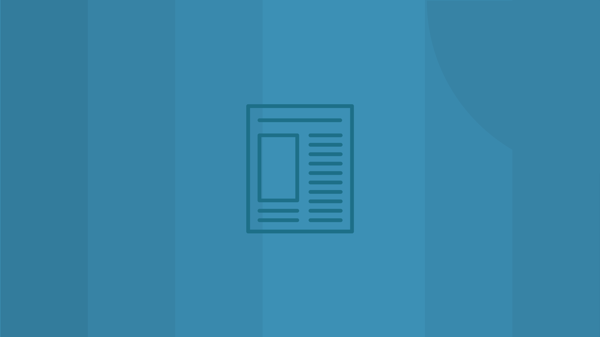 Flat newspaper icon with a light blue geometric background